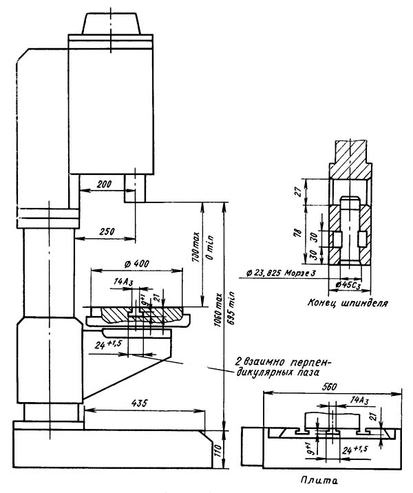 2Н125Л Габарит робочого простору свердлильного верстата